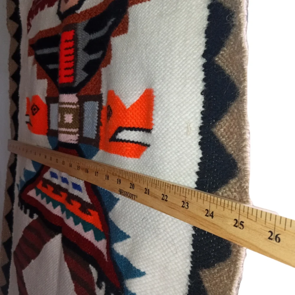 Vintage Hand Woven Wool Tapestry 25” x 37” | Ecuadorian Dance Warrior Rug